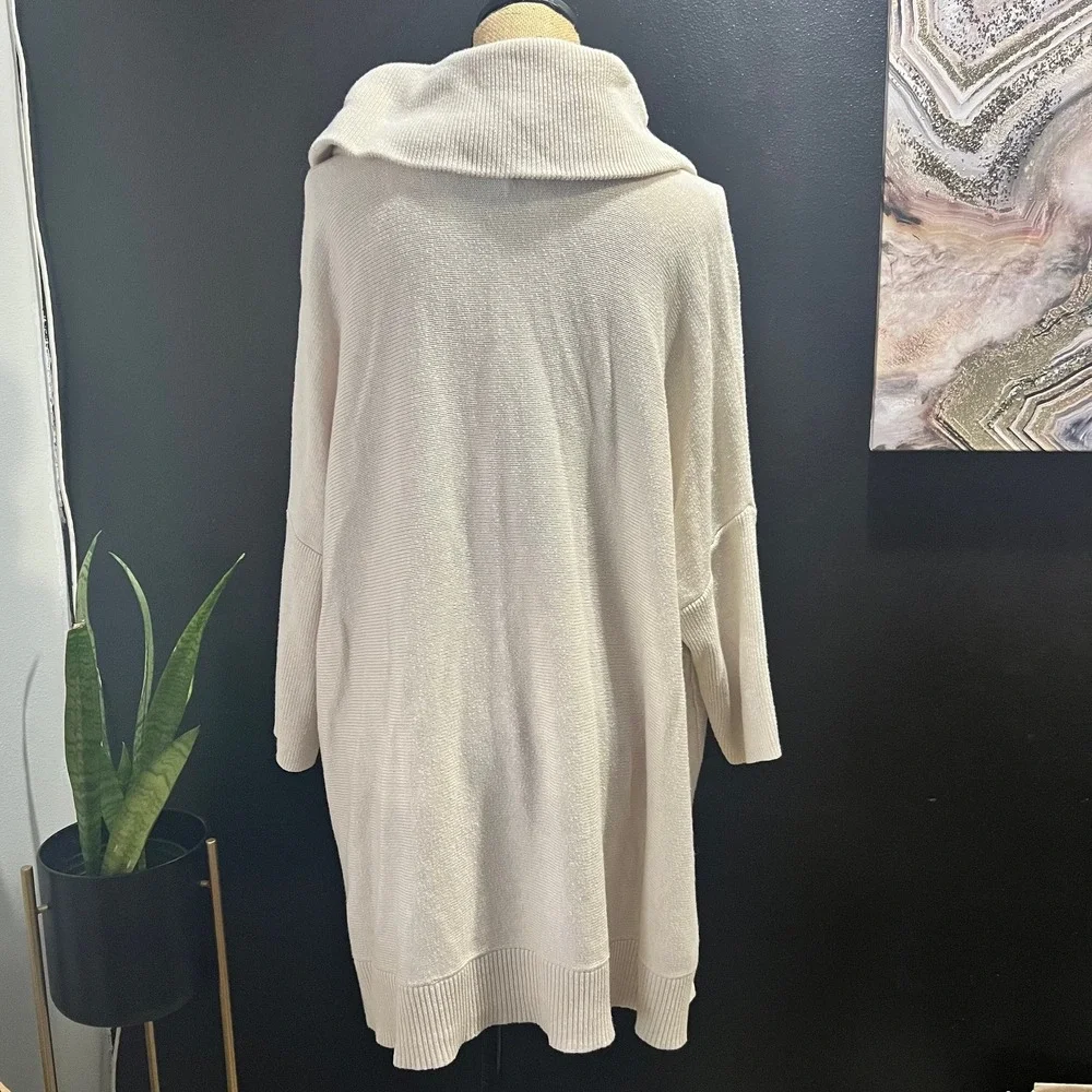 Chicos Size 3 Off White Cowl Neck Tunic Sweater Top Womens Neutral‎ Soft Knit